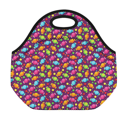 Sweet Candy Pattern Print Neoprene Lunch Bag