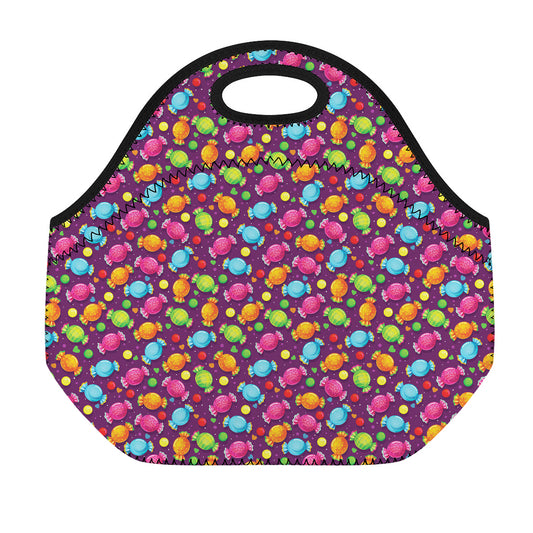 Sweet Candy Pattern Print Neoprene Lunch Bag