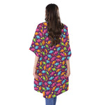 Sweet Candy Pattern Print Open Front Beach Cover Up