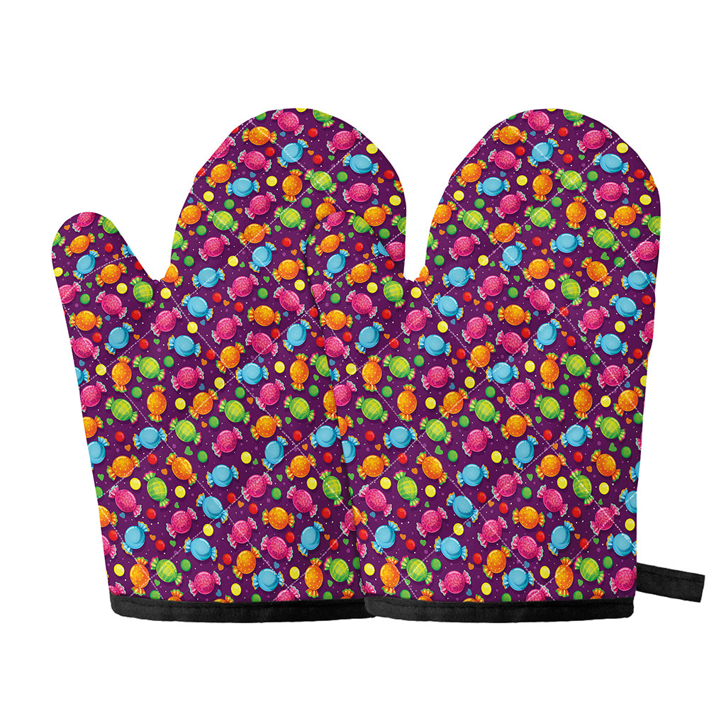 Sweet Candy Pattern Print Oven Mitts