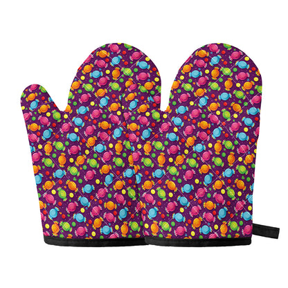 Sweet Candy Pattern Print Oven Mitts