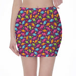 Sweet Candy Pattern Print Pencil Mini Skirt