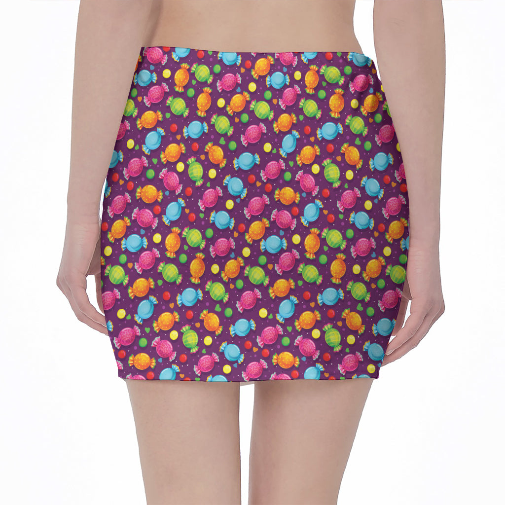 Sweet Candy Pattern Print Pencil Mini Skirt
