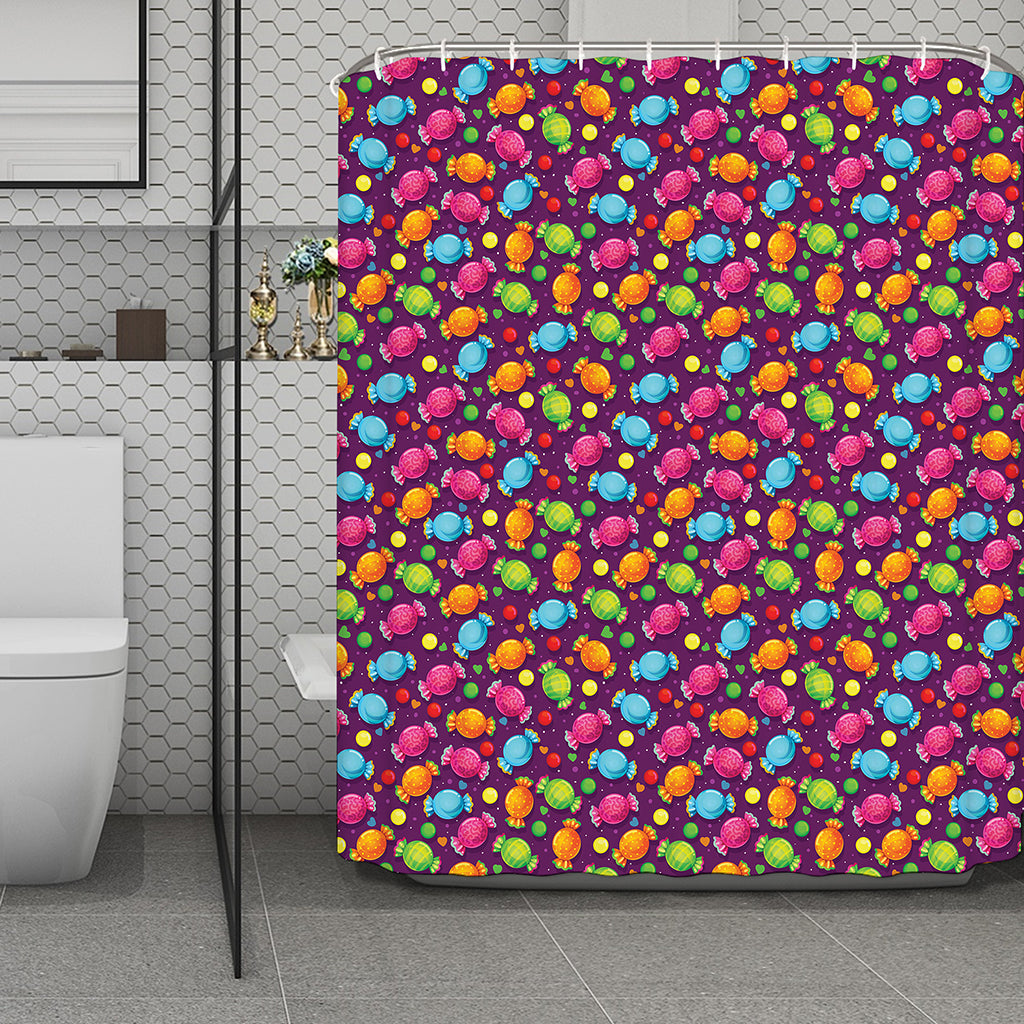 Sweet Candy Pattern Print Polyester Shower Curtain