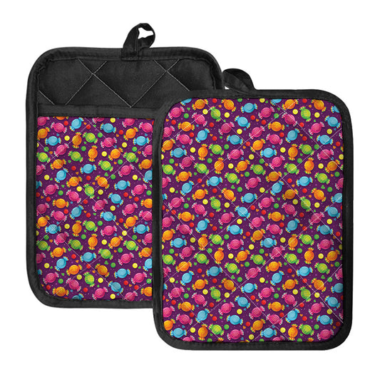 Sweet Candy Pattern Print Pot Holders With Pocket