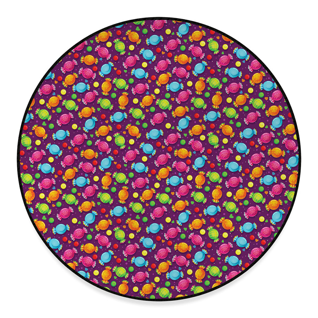 Sweet Candy Pattern Print Round Floor Mat