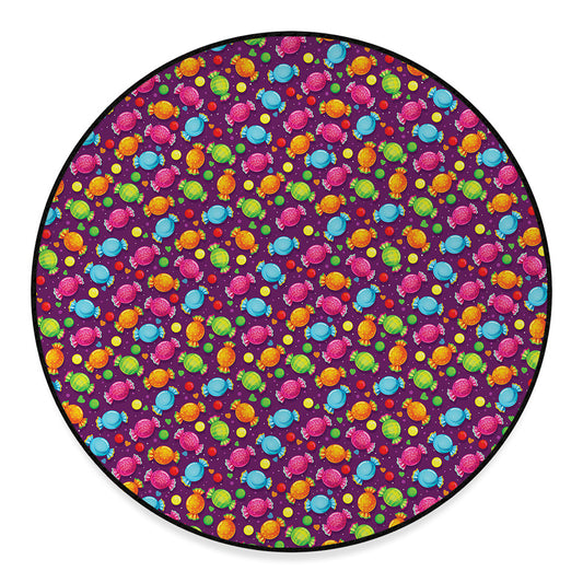 Sweet Candy Pattern Print Round Floor Mat
