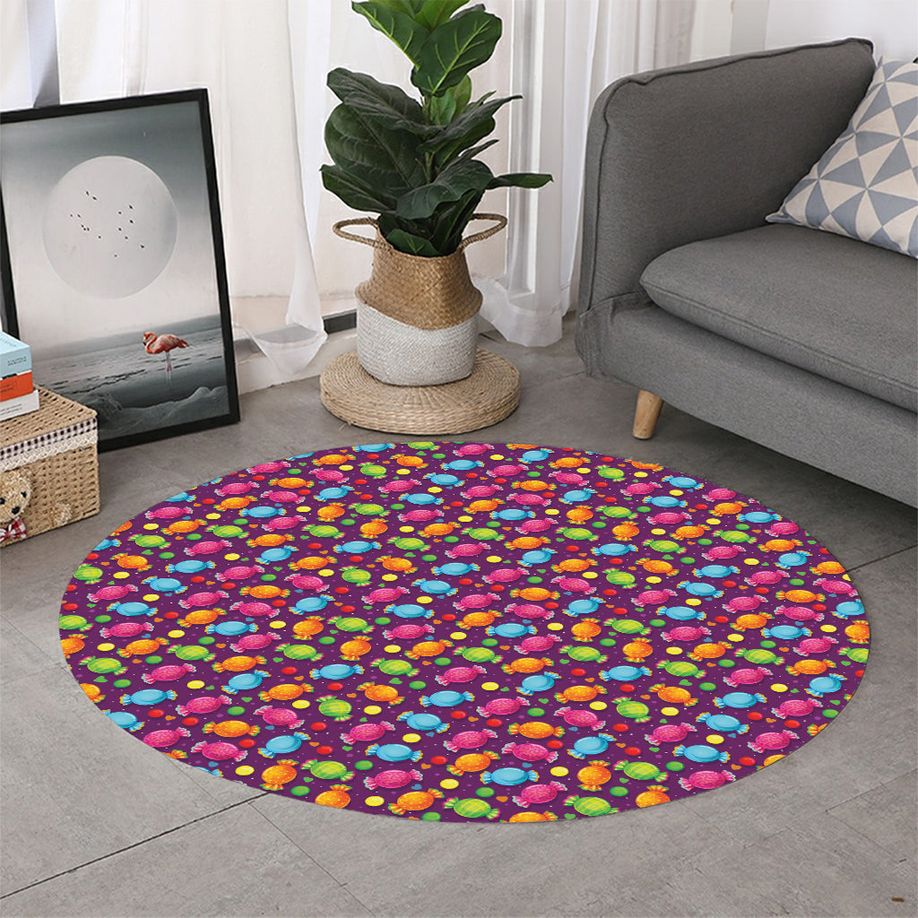 Sweet Candy Pattern Print Round Rug