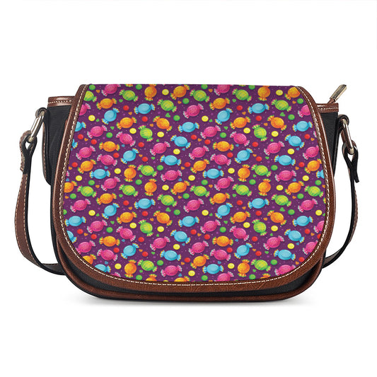 Sweet Candy Pattern Print Saddle Bag