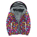 Sweet Candy Pattern Print Sherpa Lined Zip Up Hoodie