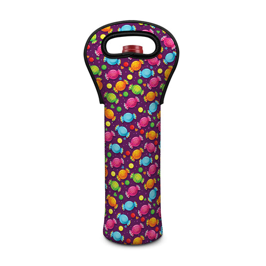 Sweet Candy Pattern Print Single Neoprene Wine Tote