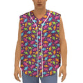 Sweet Candy Pattern Print Sleeveless Baseball Jersey
