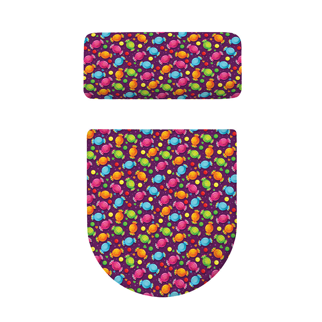 Sweet Candy Pattern Print Toilet Lid And Tank Cover Set