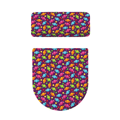 Sweet Candy Pattern Print Toilet Lid And Tank Cover Set