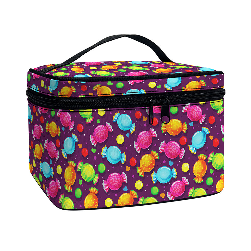 Sweet Candy Pattern Print Travel Makeup Bag