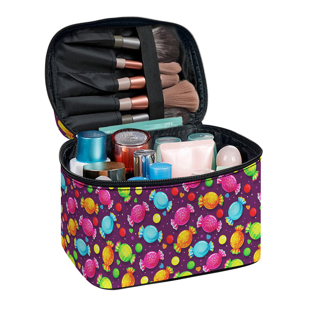 Sweet Candy Pattern Print Travel Makeup Bag