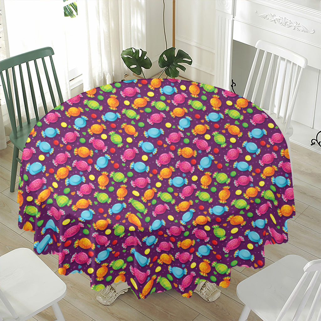 Sweet Candy Pattern Print Waterproof Round Tablecloth