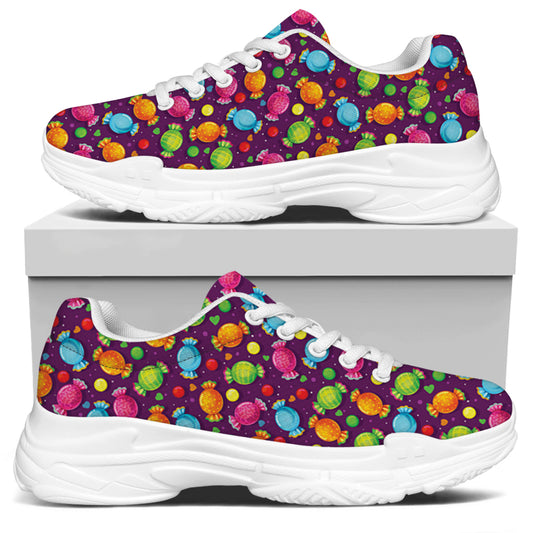 Sweet Candy Pattern Print White Chunky Shoes