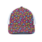 Sweet Candy Pattern Print White Mesh Trucker Cap