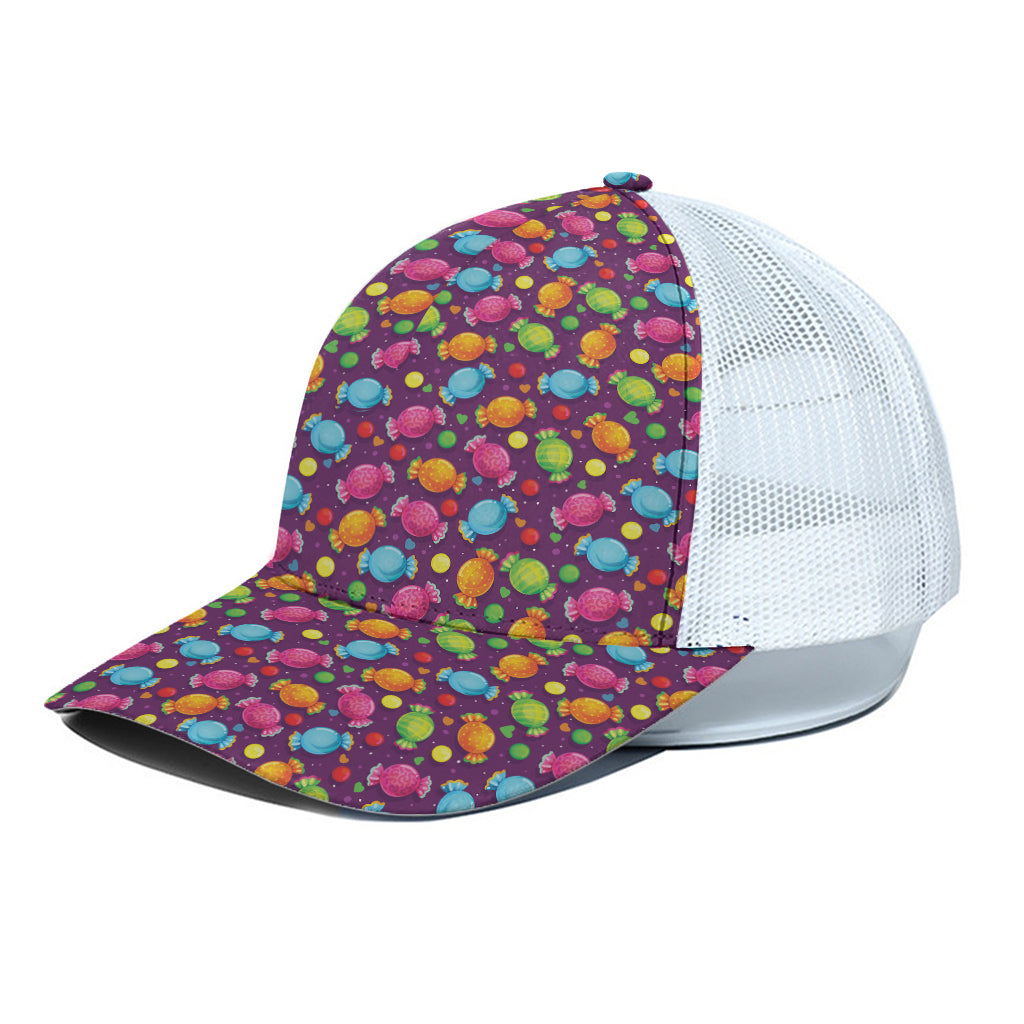 Sweet Candy Pattern Print White Mesh Trucker Cap