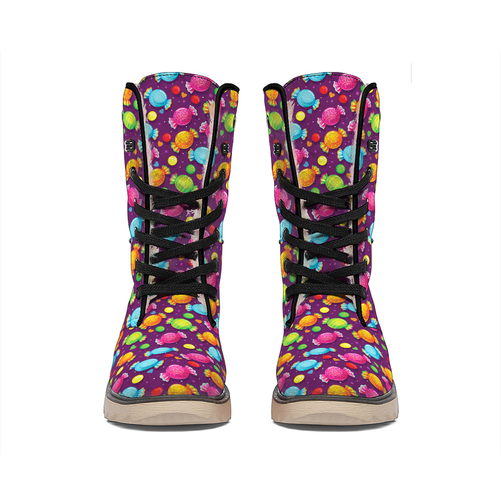 Sweet Candy Pattern Print Winter Boots