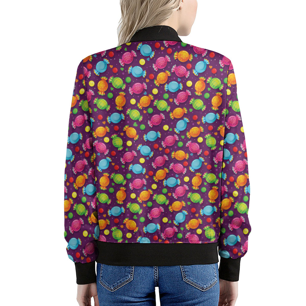 Sweet Candy Pattern Print Women's Bomber Jacket