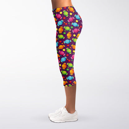 Sweet Candy Pattern Print Women's Capri Leggings