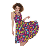Sweet Candy Pattern Print Women's Sleeveless Dress