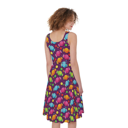 Sweet Candy Pattern Print Women's Sleeveless Dress