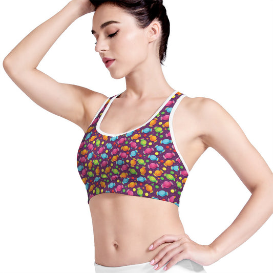 Sweet Candy Pattern Print Women's Sports Bra