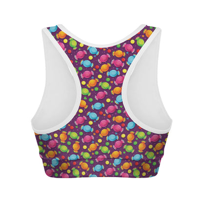 Sweet Candy Pattern Print Women's Sports Bra
