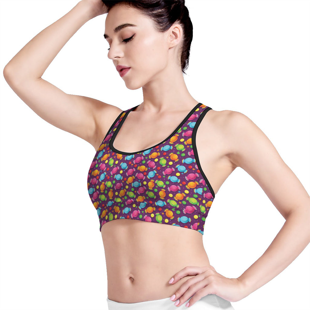 Sweet Candy Pattern Print Women's Sports Bra