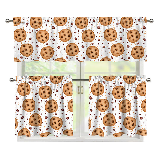 Sweet Cookie Pattern Print 3 Piece Kitchen Curtains