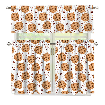 Sweet Cookie Pattern Print 3 Piece Kitchen Curtains