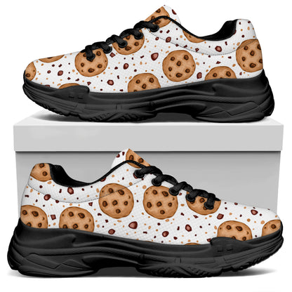 Sweet Cookie Pattern Print Black Chunky Shoes