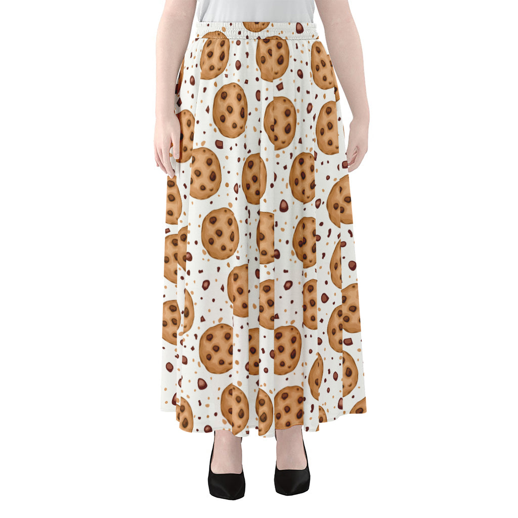 Sweet Cookie Pattern Print Chiffon Maxi Skirt