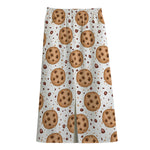 Sweet Cookie Pattern Print Cotton Front Slit Maxi Skirt