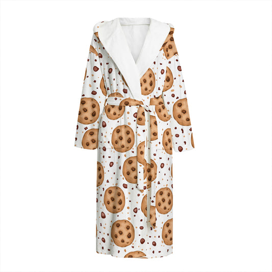 Sweet Cookie Pattern Print Hooded Bathrobe
