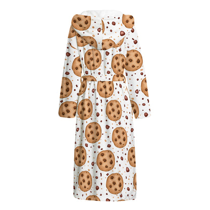 Sweet Cookie Pattern Print Hooded Bathrobe