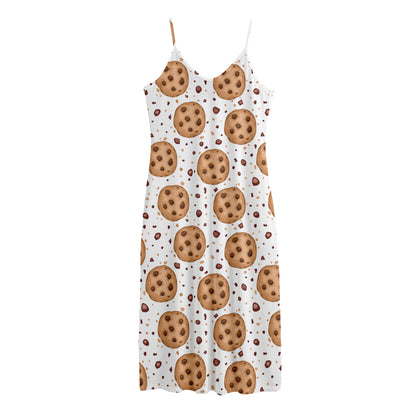 Sweet Cookie Pattern Print Jersey Midi Cami Dress