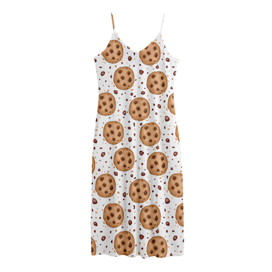 Sweet Cookie Pattern Print Jersey Midi Cami Dress