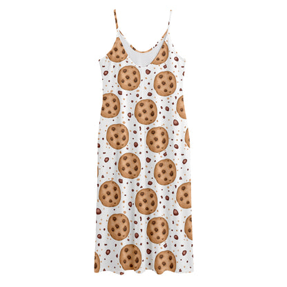 Sweet Cookie Pattern Print Jersey Midi Cami Dress