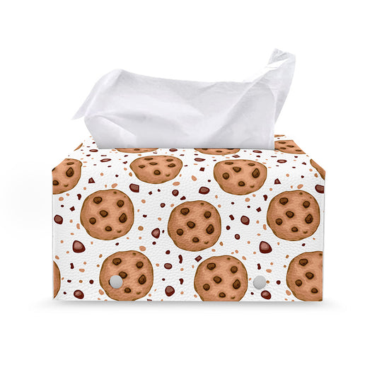 Sweet Cookie Pattern Print Leather Tissue Box Cover