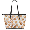 Sweet Cookie Pattern Print Leather Tote Bag With Zipper