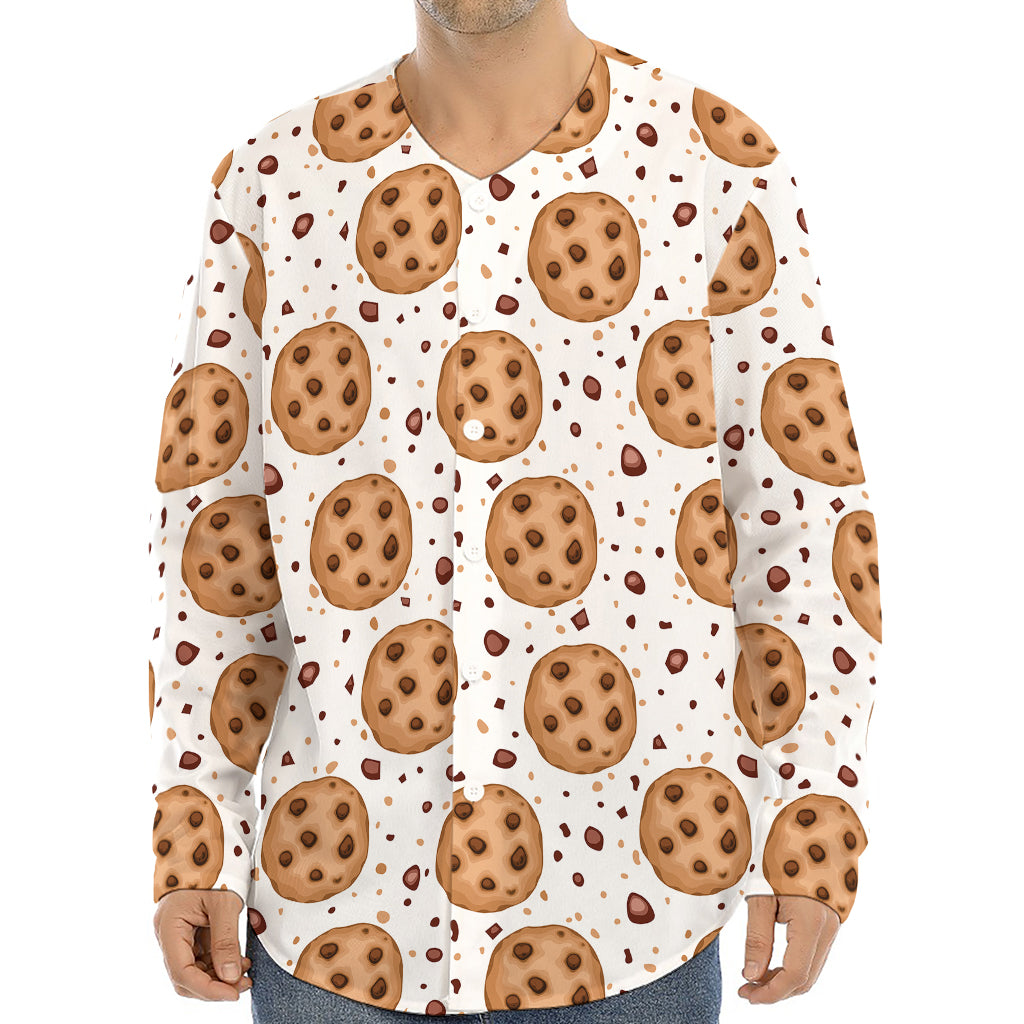 Sweet Cookie Pattern Print Long Sleeve Baseball Jersey