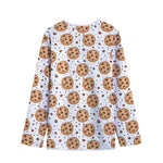Sweet Cookie Pattern Print Long Sleeve Short Coat