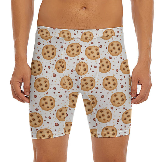 Sweet Cookie Pattern Print Men's Long Boxer Briefs