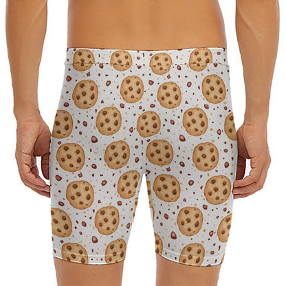 Sweet Cookie Pattern Print Men's Long Boxer Briefs