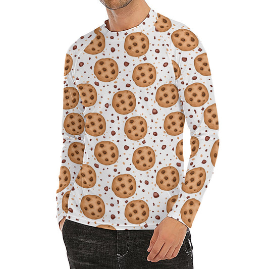 Sweet Cookie Pattern Print Men's Long Sleeve Rash Guard