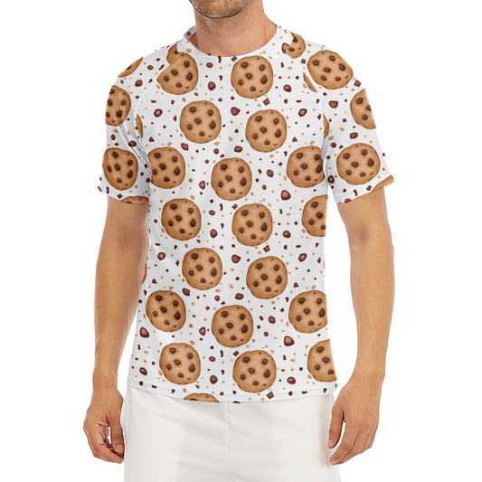 Sweet Cookie Pattern Print Men's Short Sleeve Rash Guard